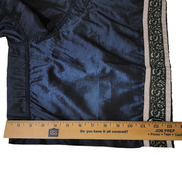 Vtg Pirate Board Shorts sz 34 Men Satin Navy Blue Nylon 90s Y2K Swim Trunks 9" - Picture 9 of 11